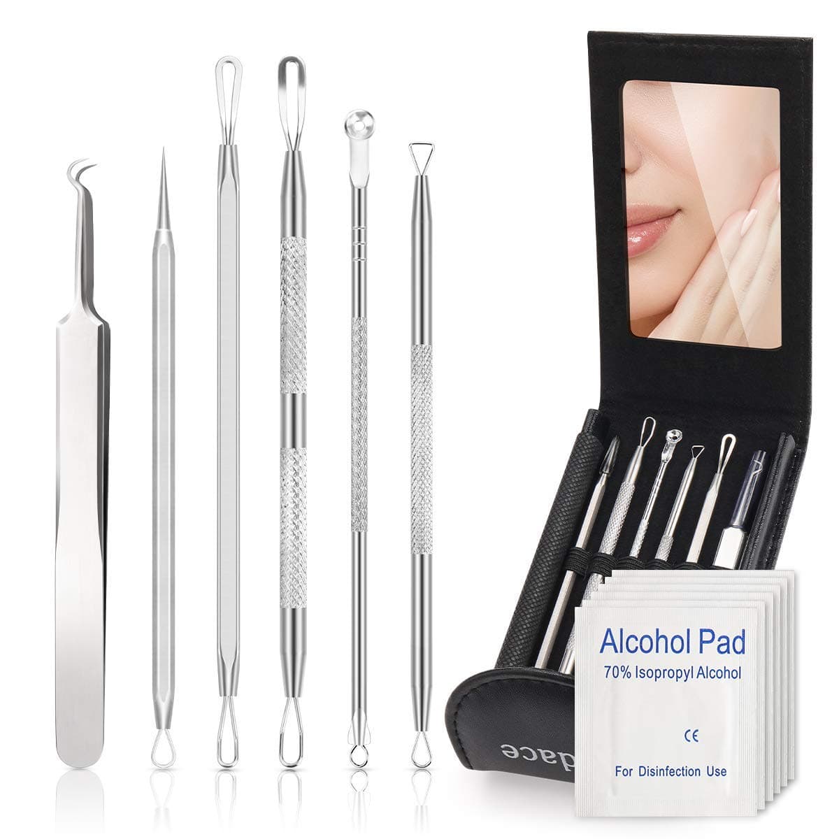 Pimple Popper Tool Kit,Blackhead Remover kit,Stocking Stuffers 6 PCS Ingrown Hair Removal Kit,White Heads Removers,Pore Extraction Tool,Facial Skin Acne Zit Tools
