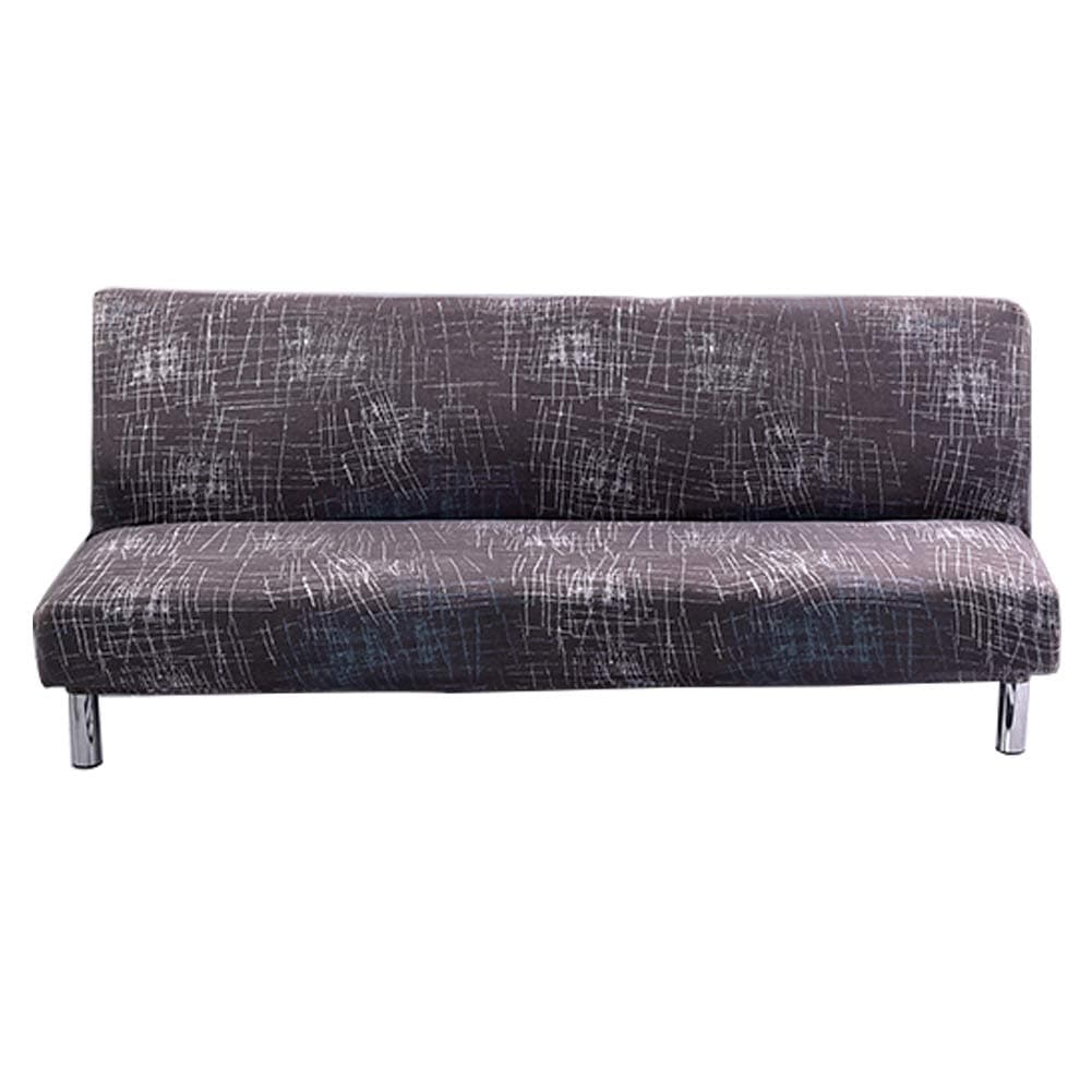 Plush Sofa Cover, Solid Color Plush Thicker Folding Anti-Slip Armless Sofa Futon Cover for Patio Couch Bench (L, N)