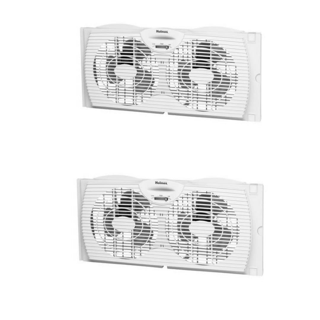 Holmes HAWF2021-WMUM Dual Blade Twin Window Fan 6" blades Slim Design set of two