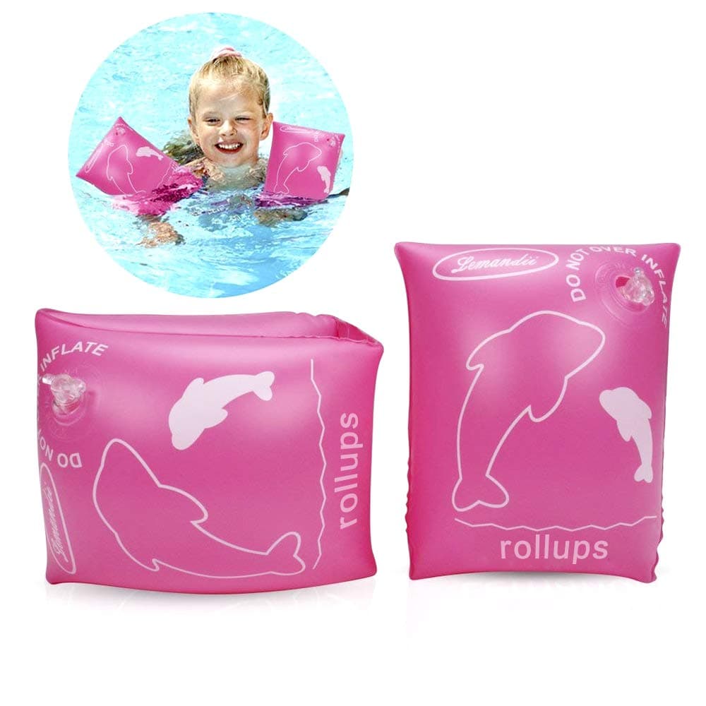 ALIXIN - CP052 Floater Inflatable Swimming Inflatable Armbands Rings, Floats Water Wings Arm Bands，Floater Sleeves Swimming Rings Tube Armlets for Kids Toddlers and Adults. (0-4 years kids, Pink)