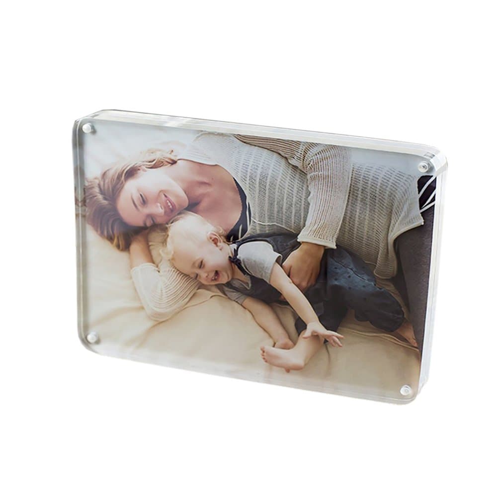 WEIYIKANG Clear Acrylic Photo Frame Acrylic Magnetic Picture Frames Double Sided Photo Frame Free Standing Desktop 6x4 7x5 8x6 inch (6x4)
