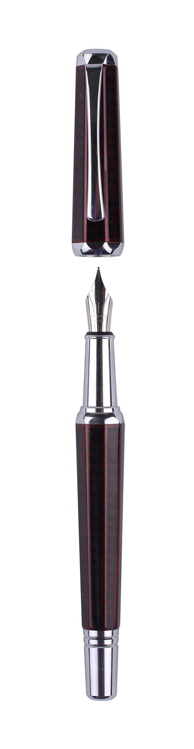 Equinox Gifts Hexagonal Barrel Fountain Pen Lacquered Brown