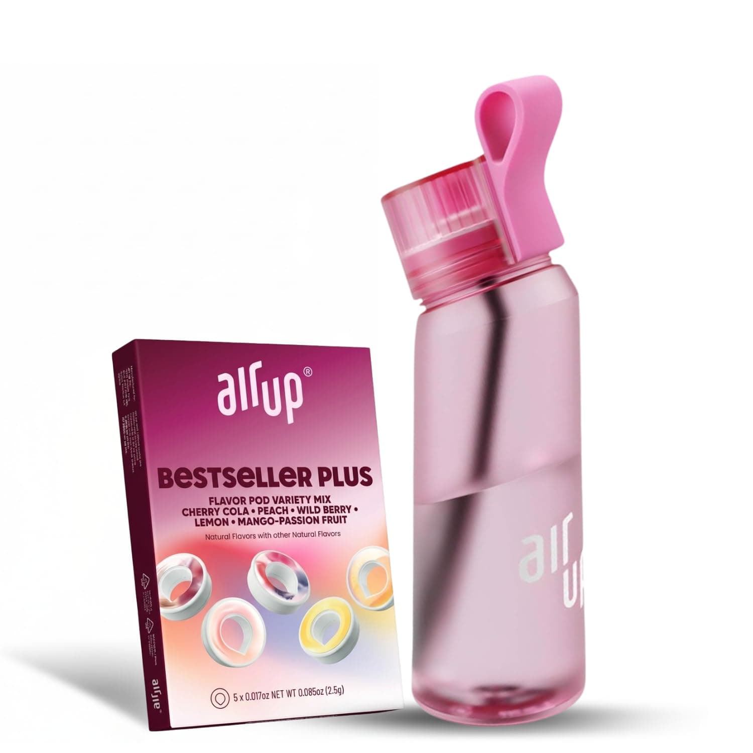 air up water bottle (22 oz) for school, sports, gym | includes 5 scent pods & straw | flavored bottle in hot pink – also for kids, boys, girls | no calories, sugar-free and suitable for carbonation