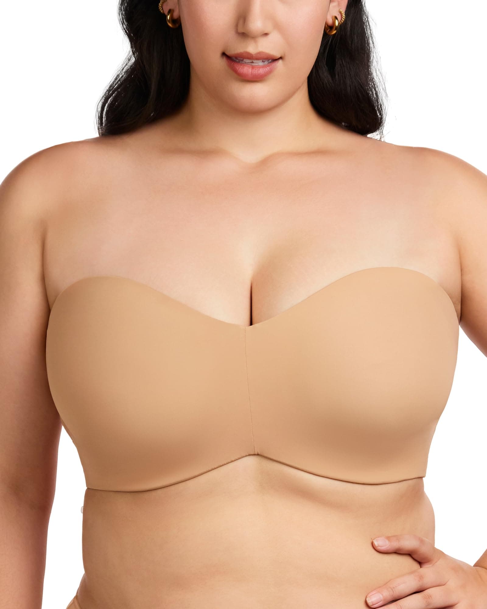 HSIAStrapless Bras for Women, Plus Size Minimizer Bra with Underwire Lightly Lined Convertible Bandeau Bra for Big Busted