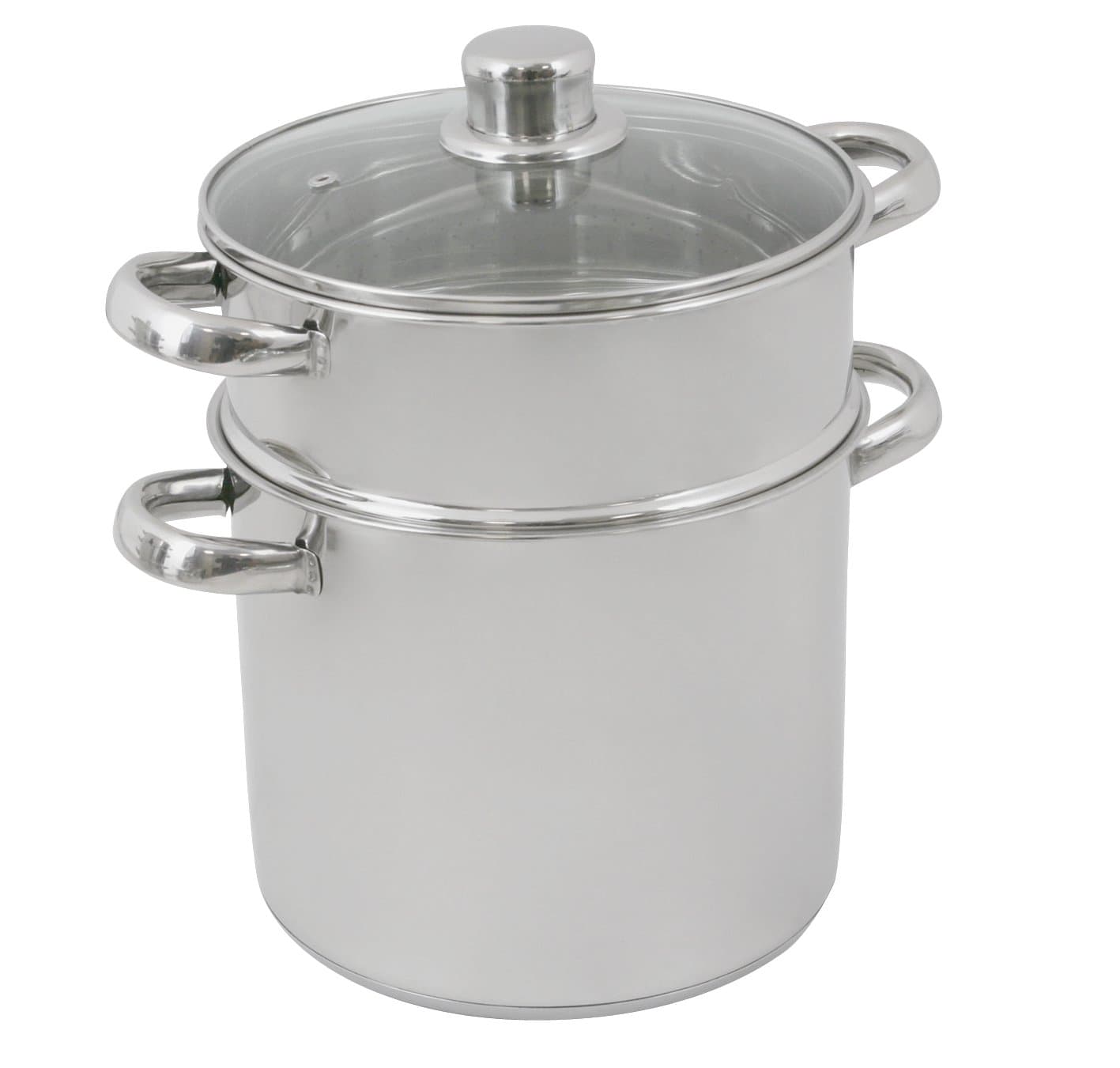 Crealys 502471 Couscous Pot 6 l 20 cm Diameter Stainless Steel with Glass Lid