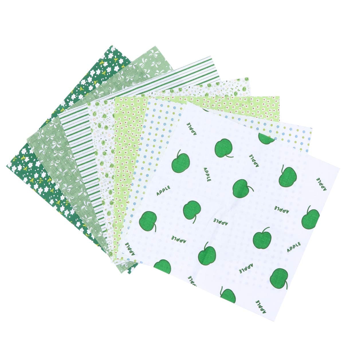 BESPORTBLE 7pcs Fabric Bundle Squares Floral Cotton Fabric Patchwork for Sewing DIY Crafts Handmade 25cm (Green)
