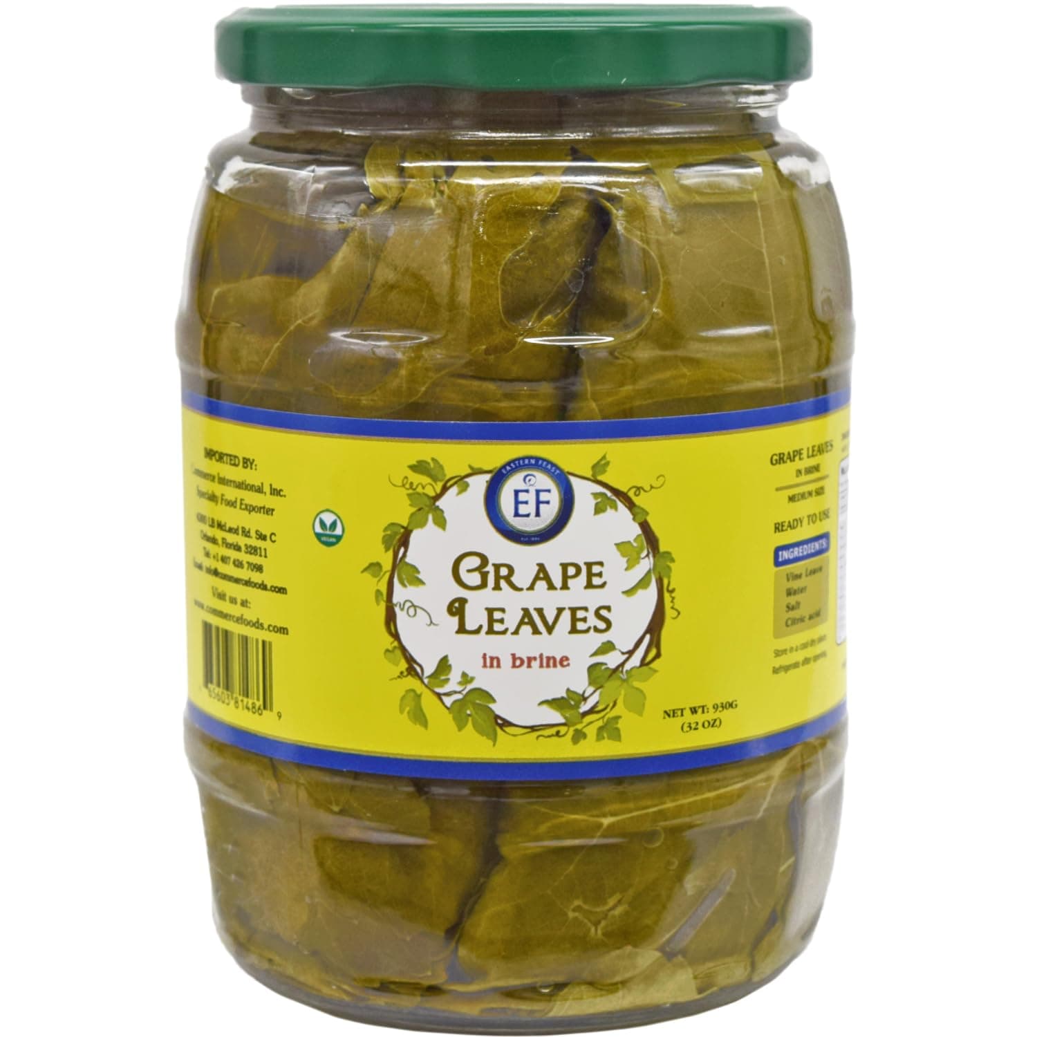 Grape Leaves in Brine, 32 oz (930g)