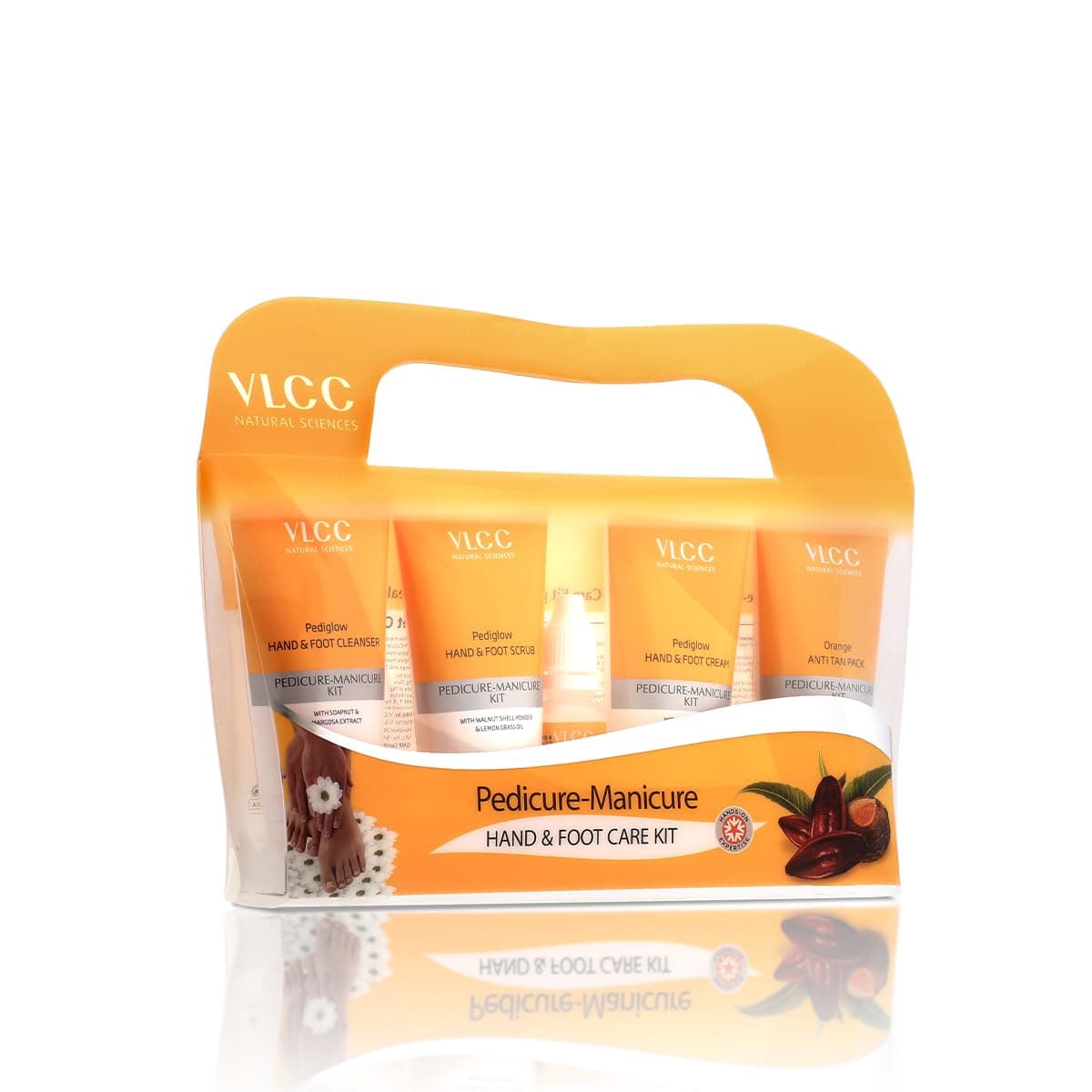 VLCC Pedicure - Manicure Hand & Foot Kit - 150g + 60ml | Removes Dirt, Impurities & Dead Skin Cells | Softens & Nourishes Hands & Feet | Combo of Oil, Cleanser, Scrub, Cream, Anti-Tan Pack