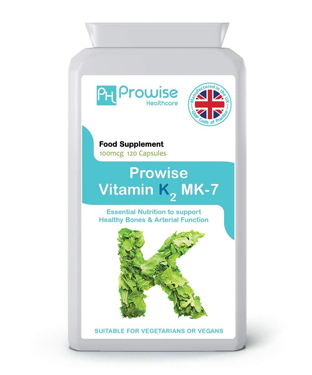 Vitamin K2 MK-7 100mcg 120 Capsules from Natural Natto - UK Manufactured | GMP Standards by Prowise Healthcare