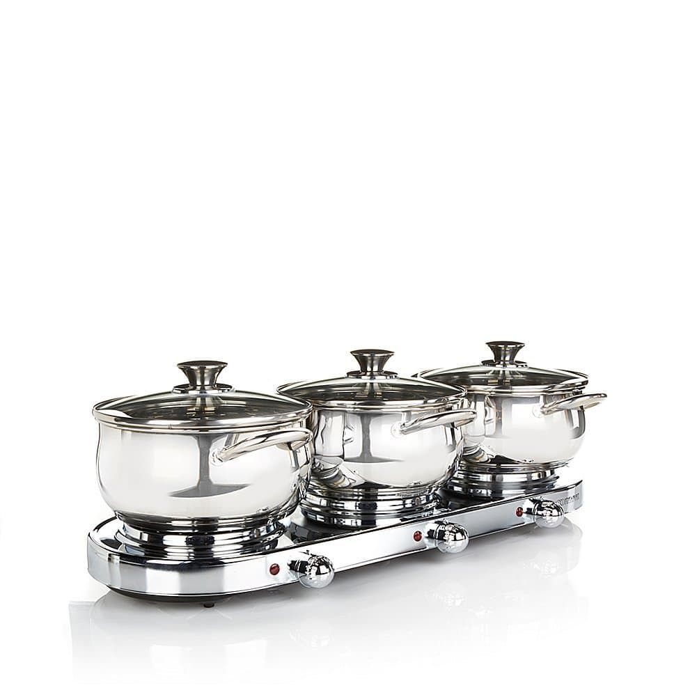 7-piece Stainless Triple-Burner Buffet Set with (3) 3qt Casserole Pans