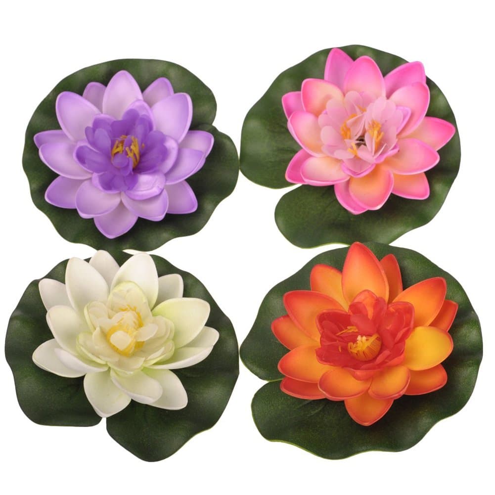 Set of 4pcs Floating Pond Decor Water Lily/Lotus Foam Flower