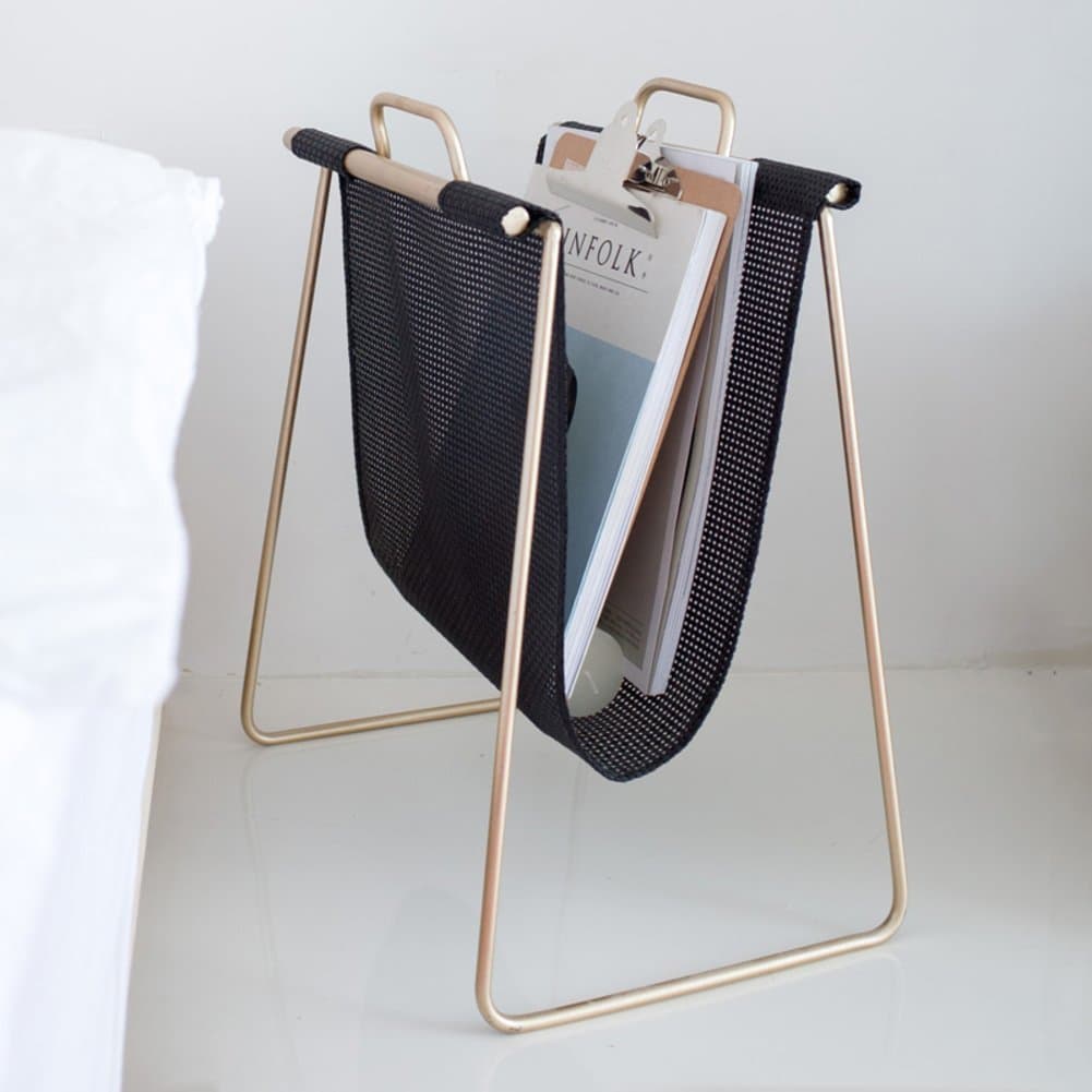 XXYSCLK Simple Portable Newspaper And Magazine Rack For Living Room Bedroom,Desktop Magazine Racks Magazine Storage Basket Metal U-shaped Bookshelf Floor Storage Shelf