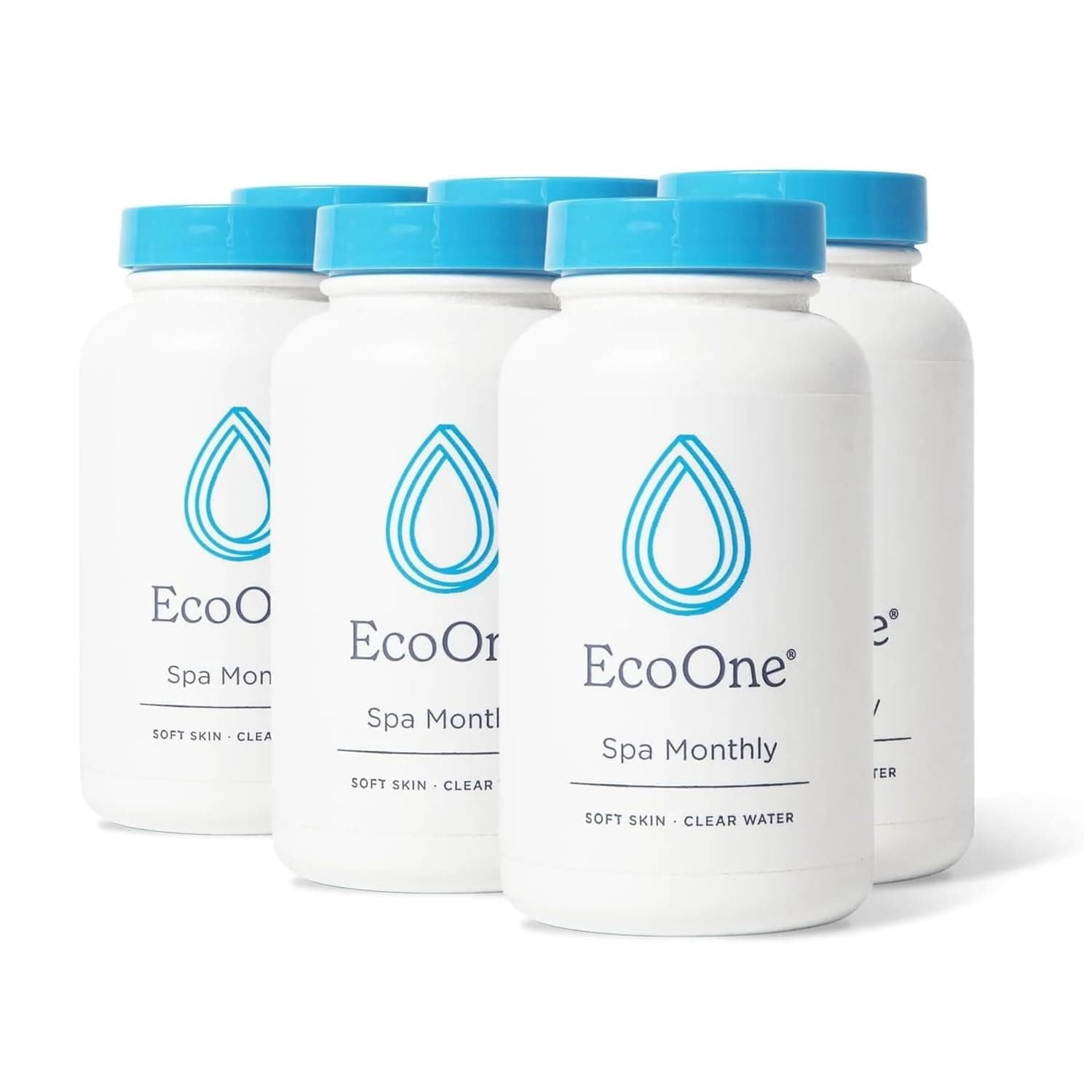 EcoOne Spa Monthly | Gentle All-Natural Spa Treatment | Conditioning Hot Tub, Pool, & Spa Cleaner | Above, In-Ground, or Inflatable Hot Tub Cleaner Stabilizes pH & Alkalinity, 8 Oz, (6-Pack)