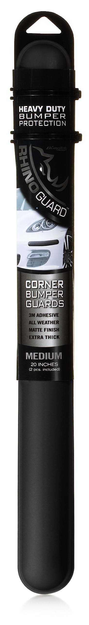 Rhino Guard by BumpTek - Heavy Duty Corner Car Bumper Guards - Made in Europe Bumper Protection - Includes 4 Bumper Guard Pieces (Matte Black) (Medium 20")