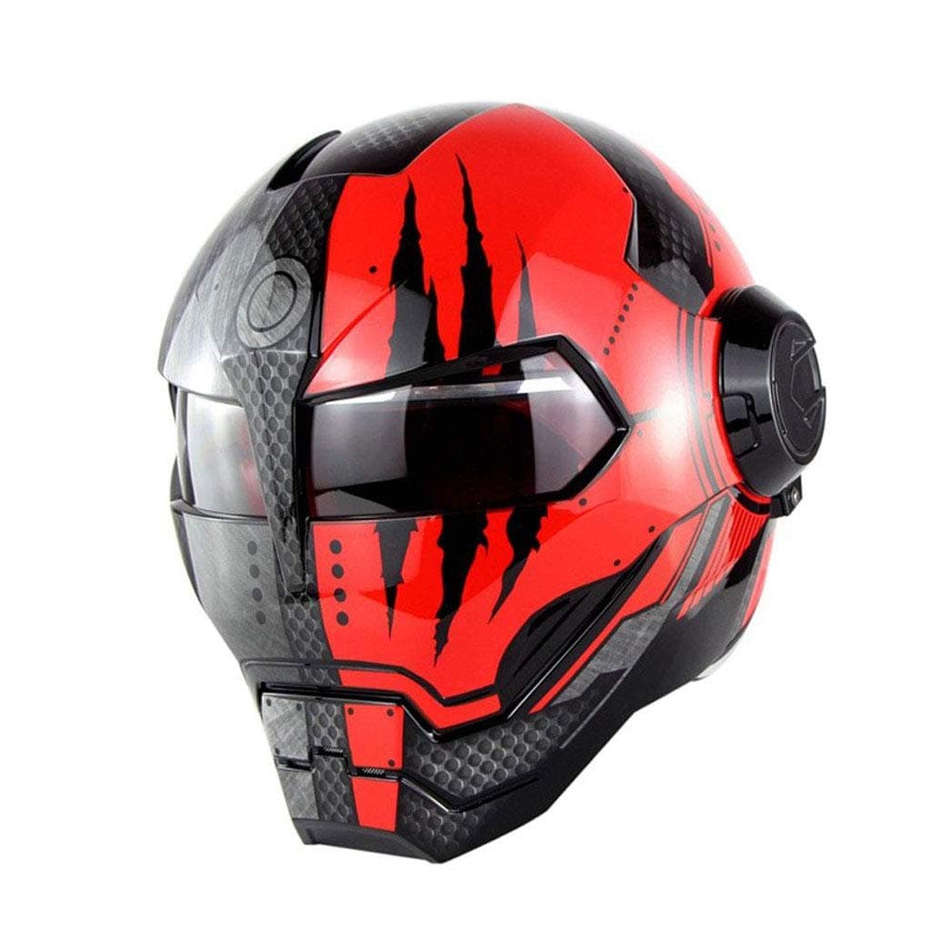 MSF Helmets Retro cycling helmet electric motorcycle helmet built-in lens safety helmet hard hat vintage scooter full face mask (color : Multi-colored)