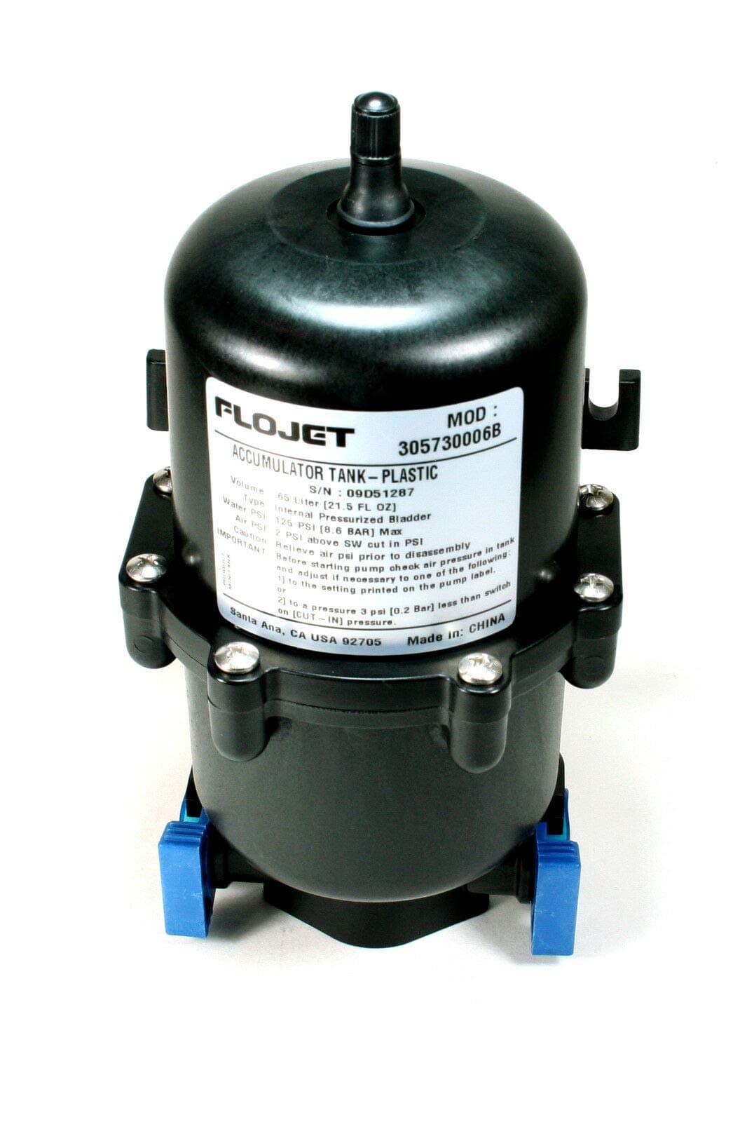 FLOJET 305730006B 21.5 oz Accumulator Tank Internal Bladder 125 PSI Max Mini xz