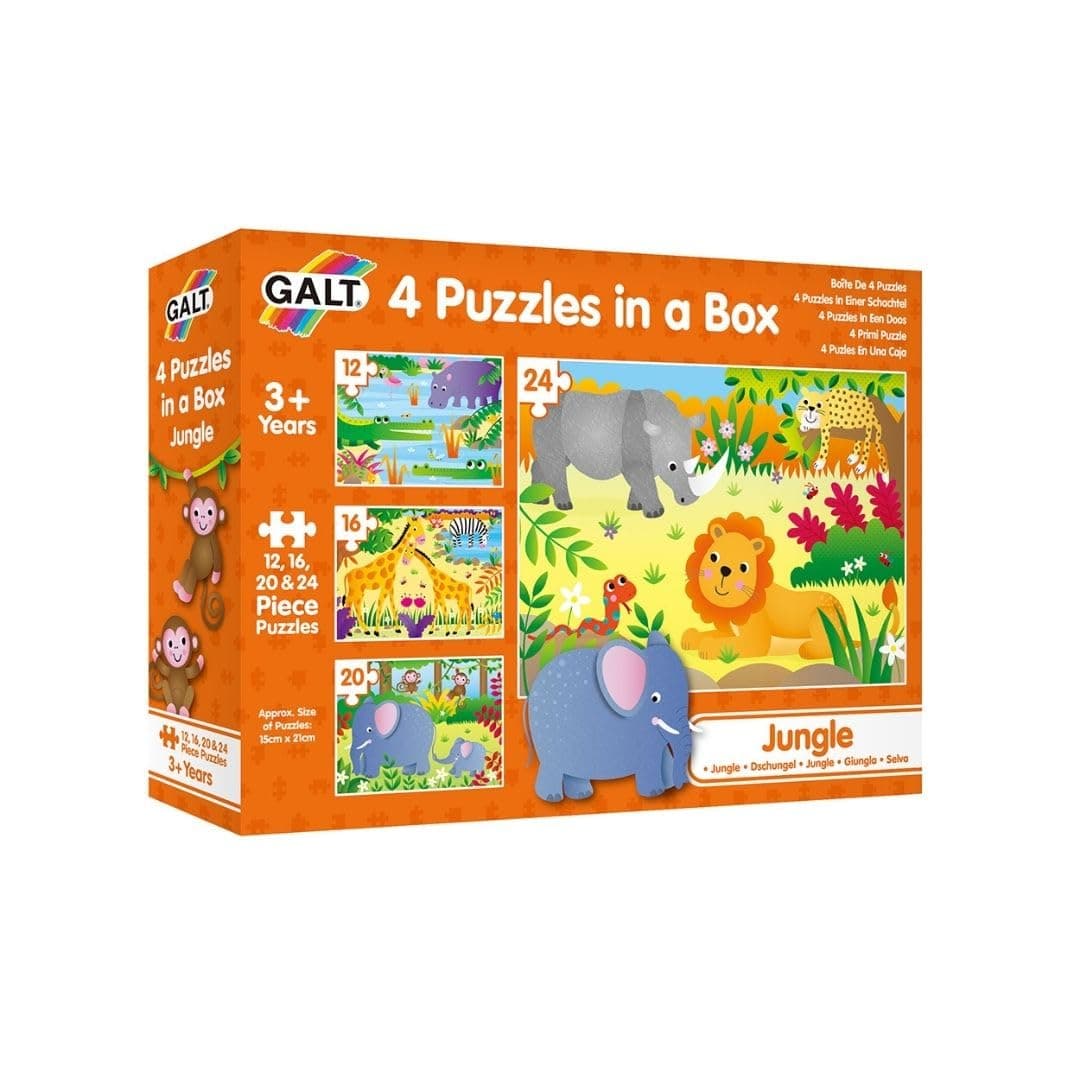 Galt Toys, 4 Puzzles In A Box - Jungle, Animal Jigsaw Puzzle Kids, Ages 3 Years Plus