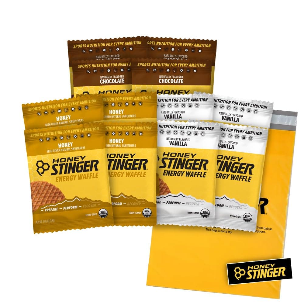 Honey Stinger Organic Waffles - Variety Pack – 12 Count – 4 of Each Flavor – Energy Source for Any Activity – Honey, Vanilla & Chocolate – Plus Sticker and Custom PolybagUSDA Organic