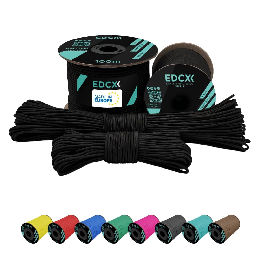 2 mm Nylon Paracord 275 (15, 30, 50 and 100 m)– 100% Nylon rope, 3-Strand cord, Nylon cord 2 mm in Many Colours
