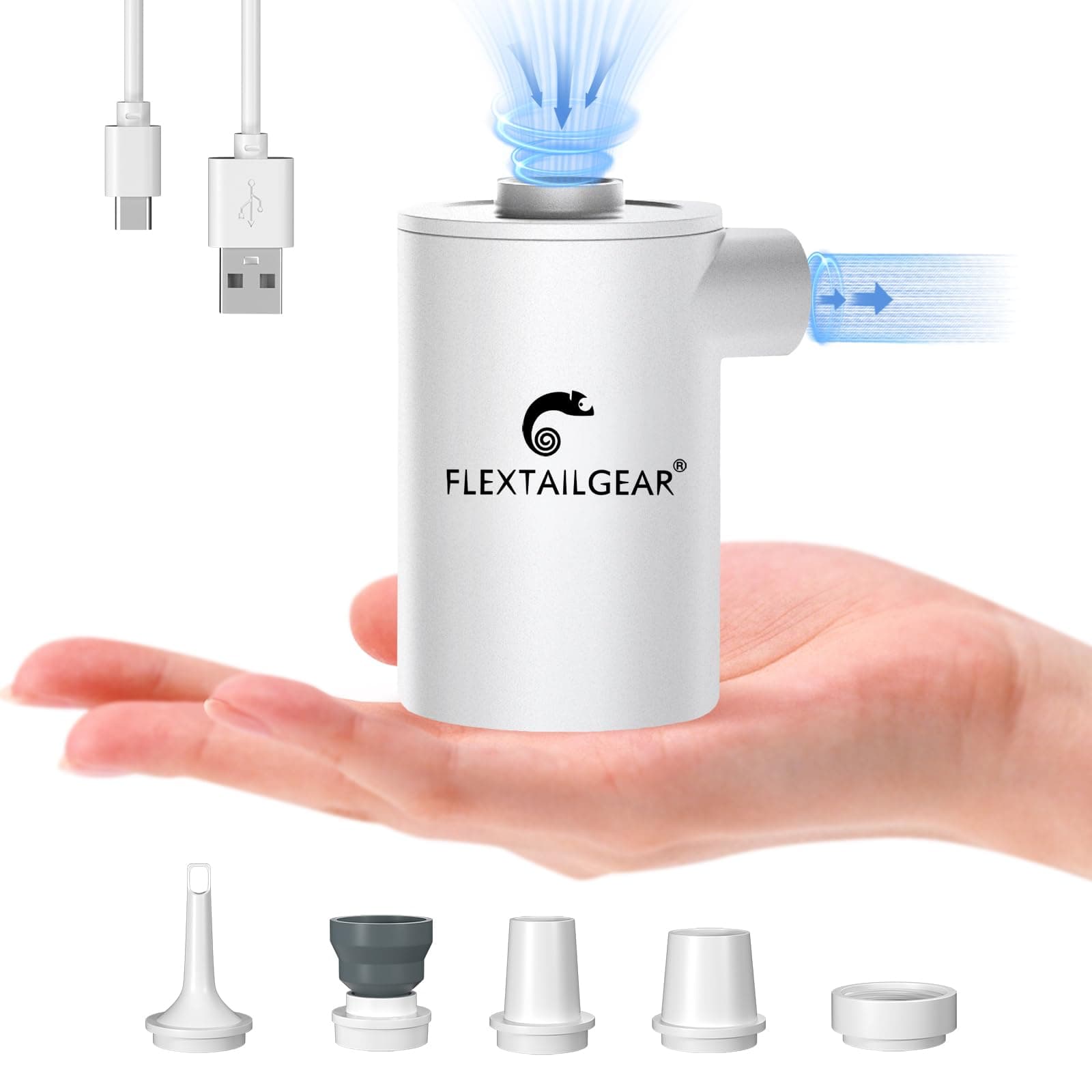 MAX Pump 2020, Portable Electric Air Pump, 3600mAH Battery,Rechargeable, High Flow 300L/min, Fast In/Deflating, Air Mattress, Swimming Ring, Vacuum Storage Bags, Camping & Travel