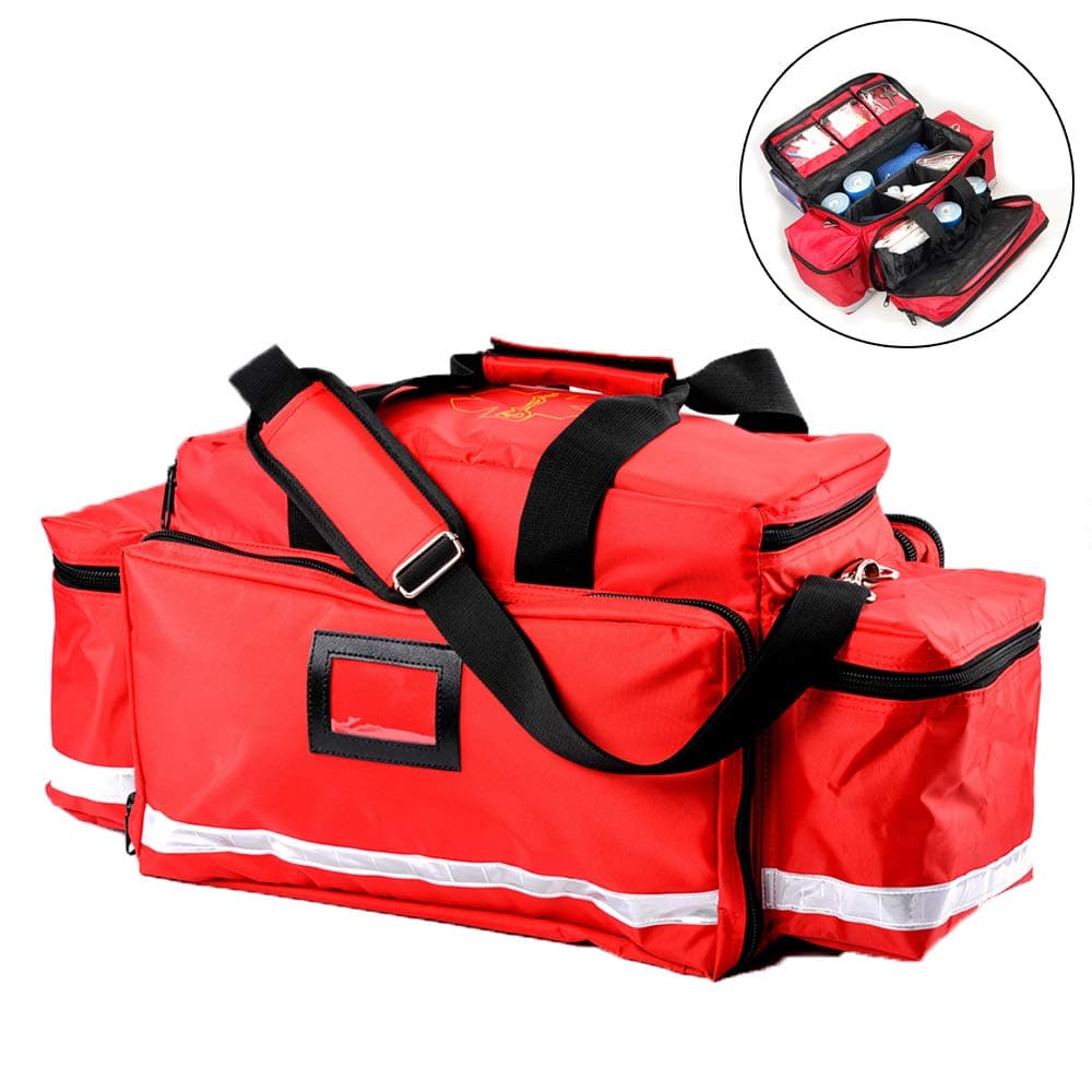 WYFC First Aid Kit - Complete Emergency Response Trauma Bag - Medical First Responder EMT/EMS Bag Stocked Trauma Kit red