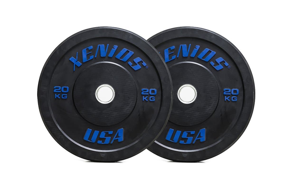 Xenios USA Rubber Bumper Plate with Inner Ring made from stainless steel, Black-Black, 20 kg, XSBPRBPL20