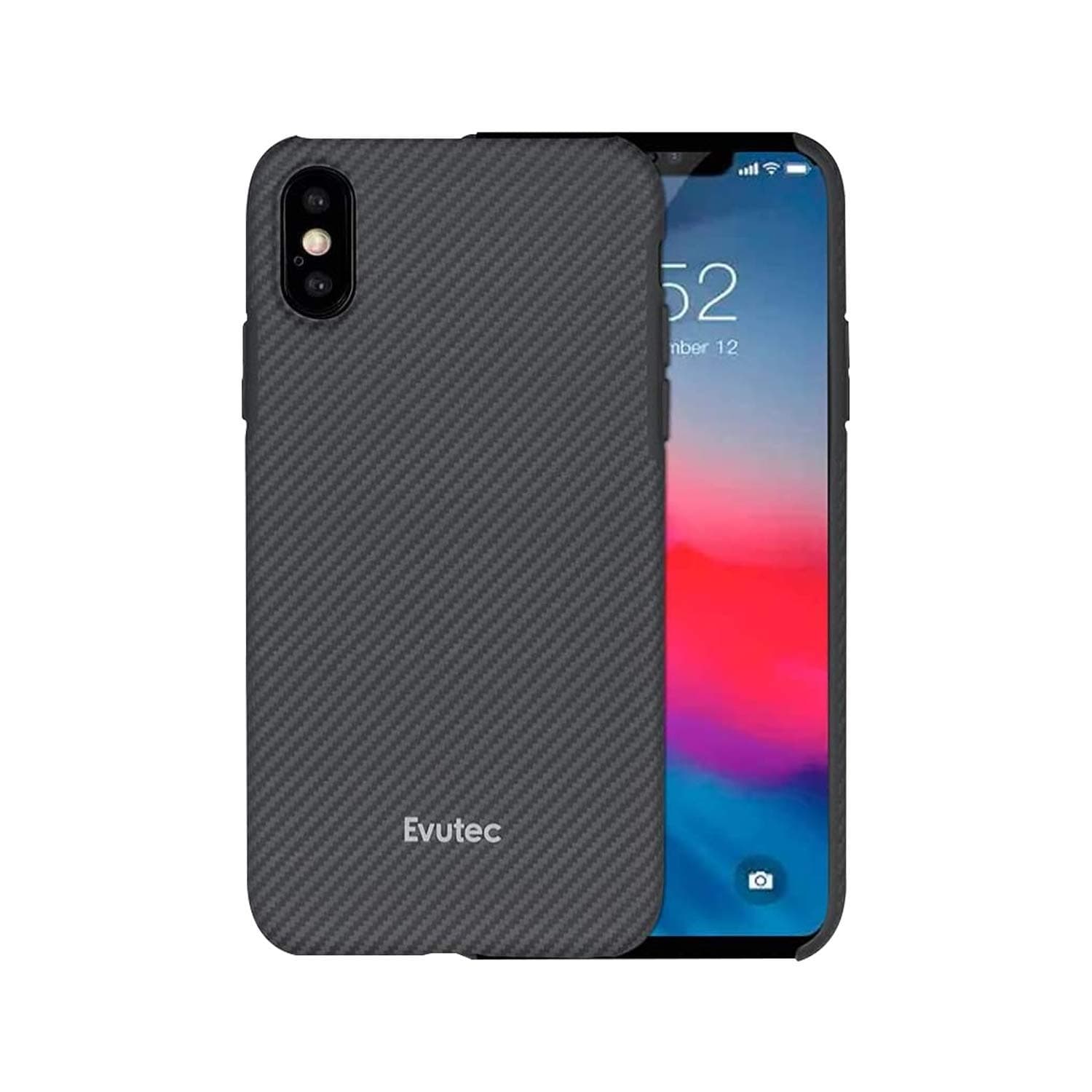 Evutec Case Compatible with iPhone Xs Max 6.5 inch Karbon Hard Smooth Anti-Scratch, Real Aramid Fiber Strong Protective 0.7mm Slim Durable Snap-on Black Phone Cover