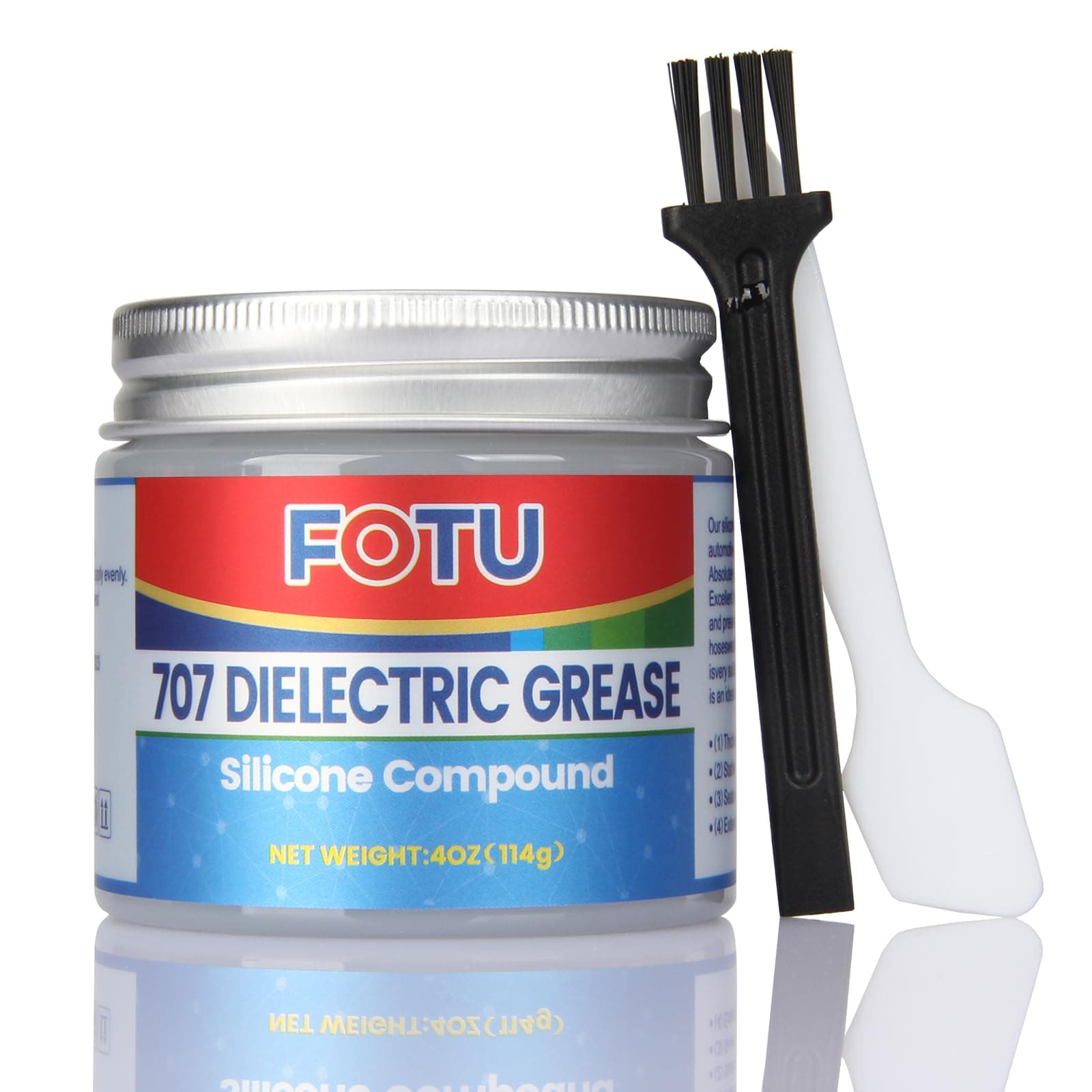 FOTU 707 Dielectric Grease for Electrical Connectors to Battery Terminal 、Spark Plug, Waterproof Plumbers Silicone Grease to O Ring Seal，Automotive Super Lube Synthetic Grease (4 Oz, 1-Pack)