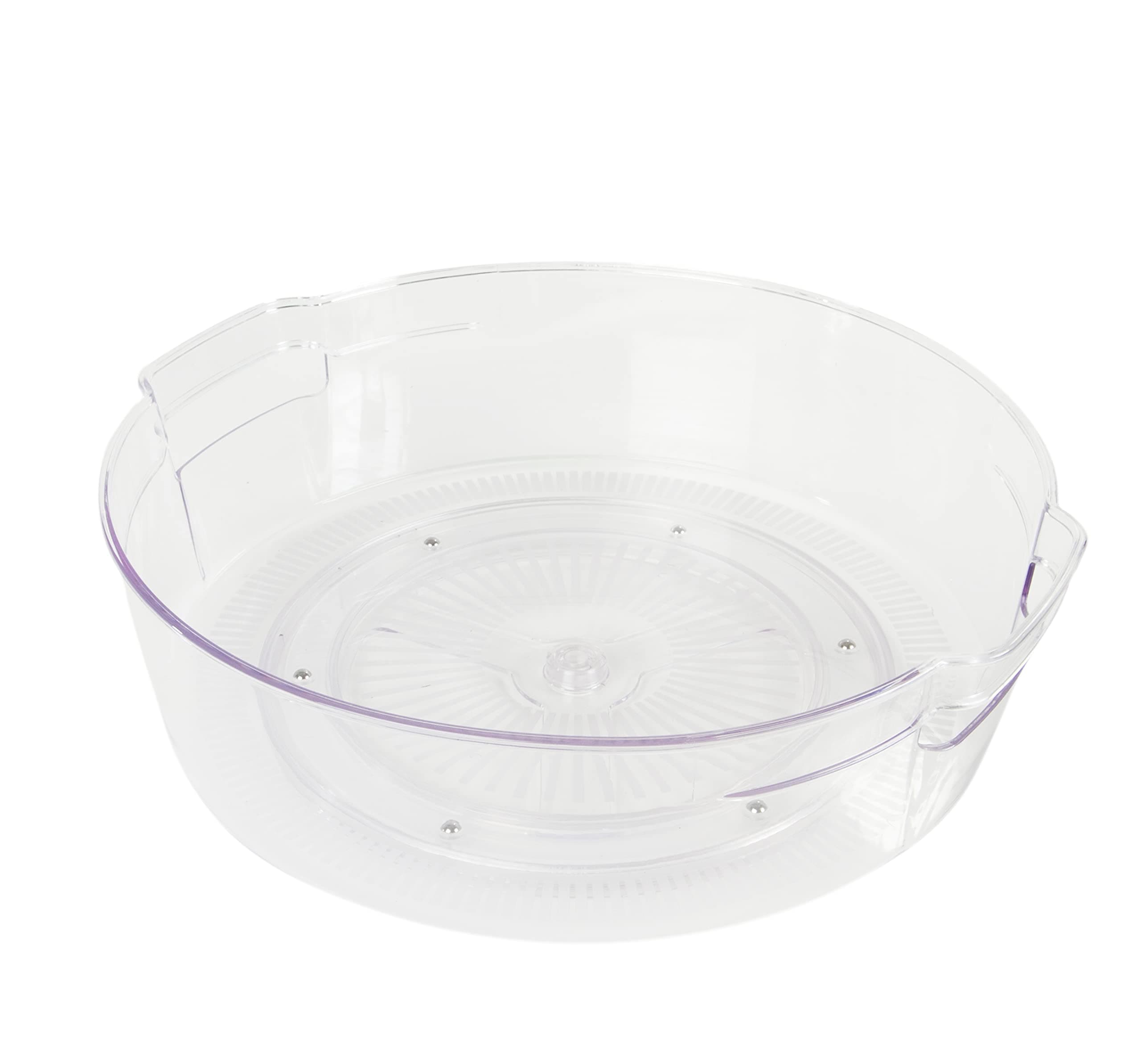 Kitchen SpacesLarge Lazy Susan Organizer Bin, Pantry Rack or Deep Cabinet Turntable Shelf Storage, High Sides to Prevent Spills, BPA-Free Plastic, Clear and Sturdy with Full Spin