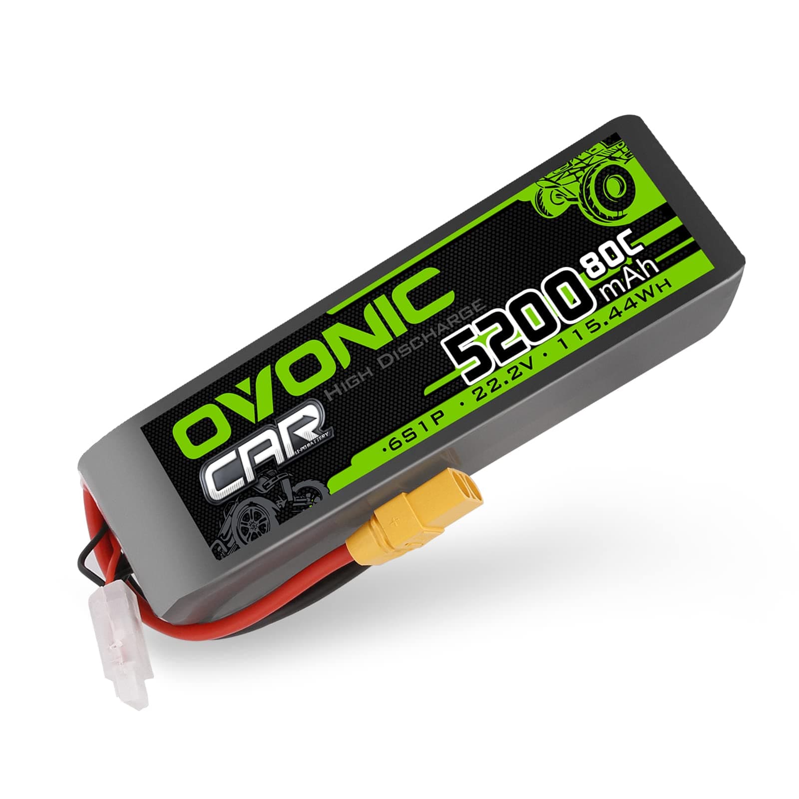 OVONIC LiPo Battery 22.2V 5200mAh 80C 6S Battery with XT90 Connector Compatible for DJI Airplane RC Quadcopter Helicopter RC Car Truck Boat Hobby