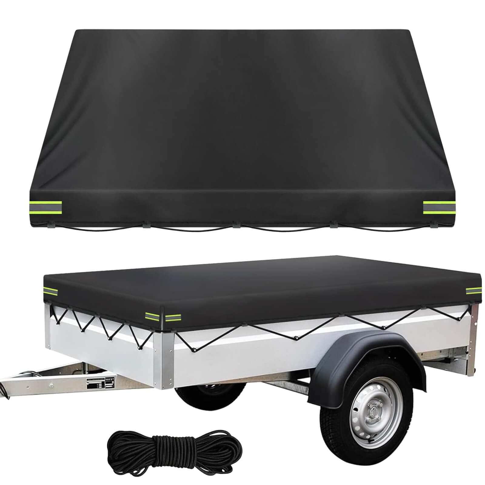 All-Weather Waterproof Trailer Cover 214x122x13cm (7'x4') – Heavy Duty 600D Oxford Universal Fit for Trailers, RVs & Campers | Snow, UV, Storm Protection