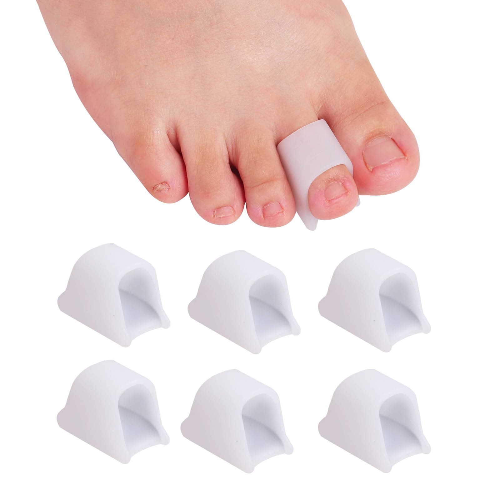 Hammer Toe Straightener Corrector - Toe Spacers Toe Separators for Bunion, Curled Toes, Hammertoes, Toe Corrector Toe Splint for Men and Women,6 Pack (Medium Size)