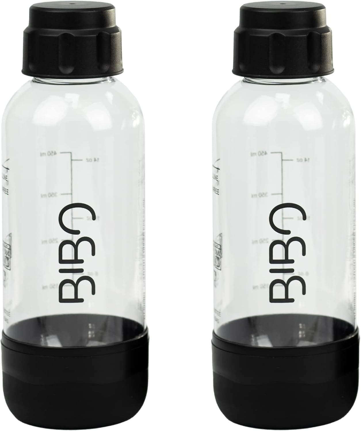 BIBO Fizz Bottles - Reusable BPA-free Sparkling Water Bottle - Soda Maker Bottle for Carbonated Fizzy Drinks On-The-Go - Compatible Fizz Sparkling Water Machine - 2 x 500 Milliliter, Black