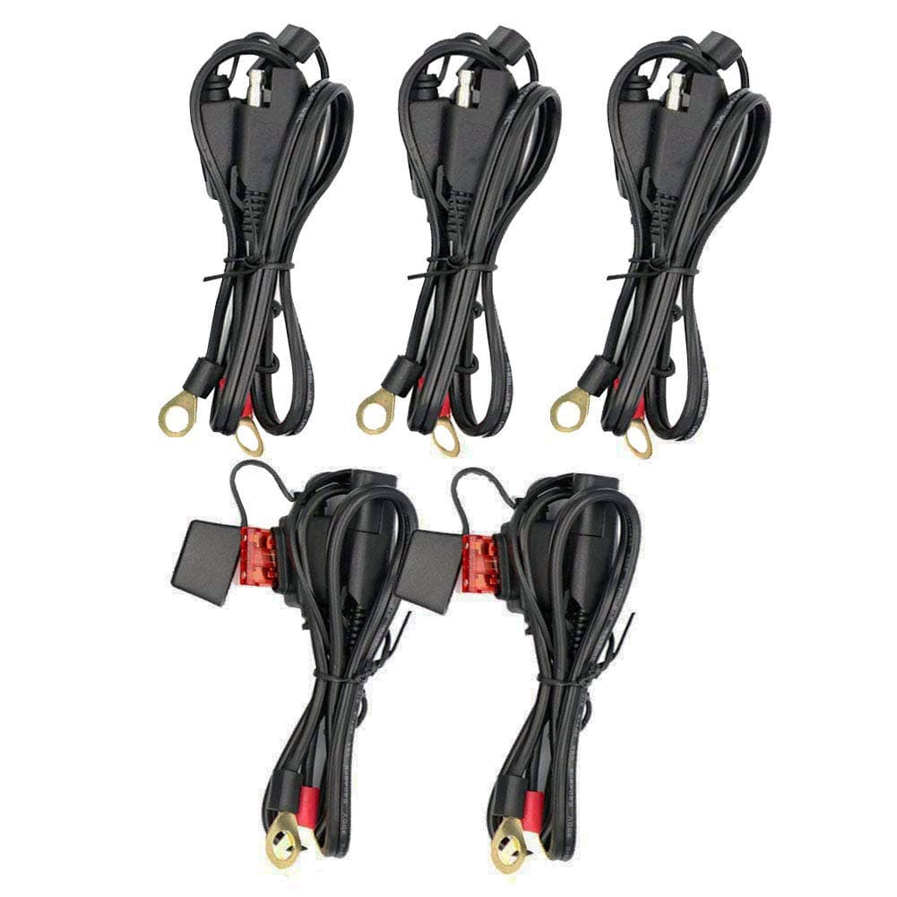 iMESTOU 2FT SAE O Ring Terminal Harness Cables 2 Pin Quick Disconnect Plug, Eyelet Terminal Harness Extension Charge Cord Quick Disconnect SAE Connection Lead for Motorcycle, Car, Tractor 10A Fused