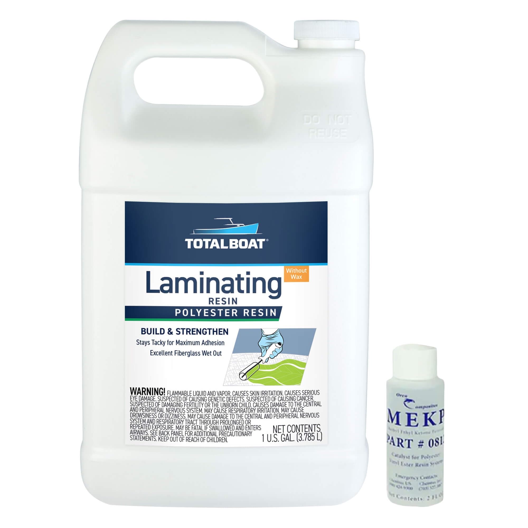TotalBoat Polyester Laminating Resin - Marine Grade Fiberglass Resin and MEKP Catalyst for Layups and Repairs (Gallon)