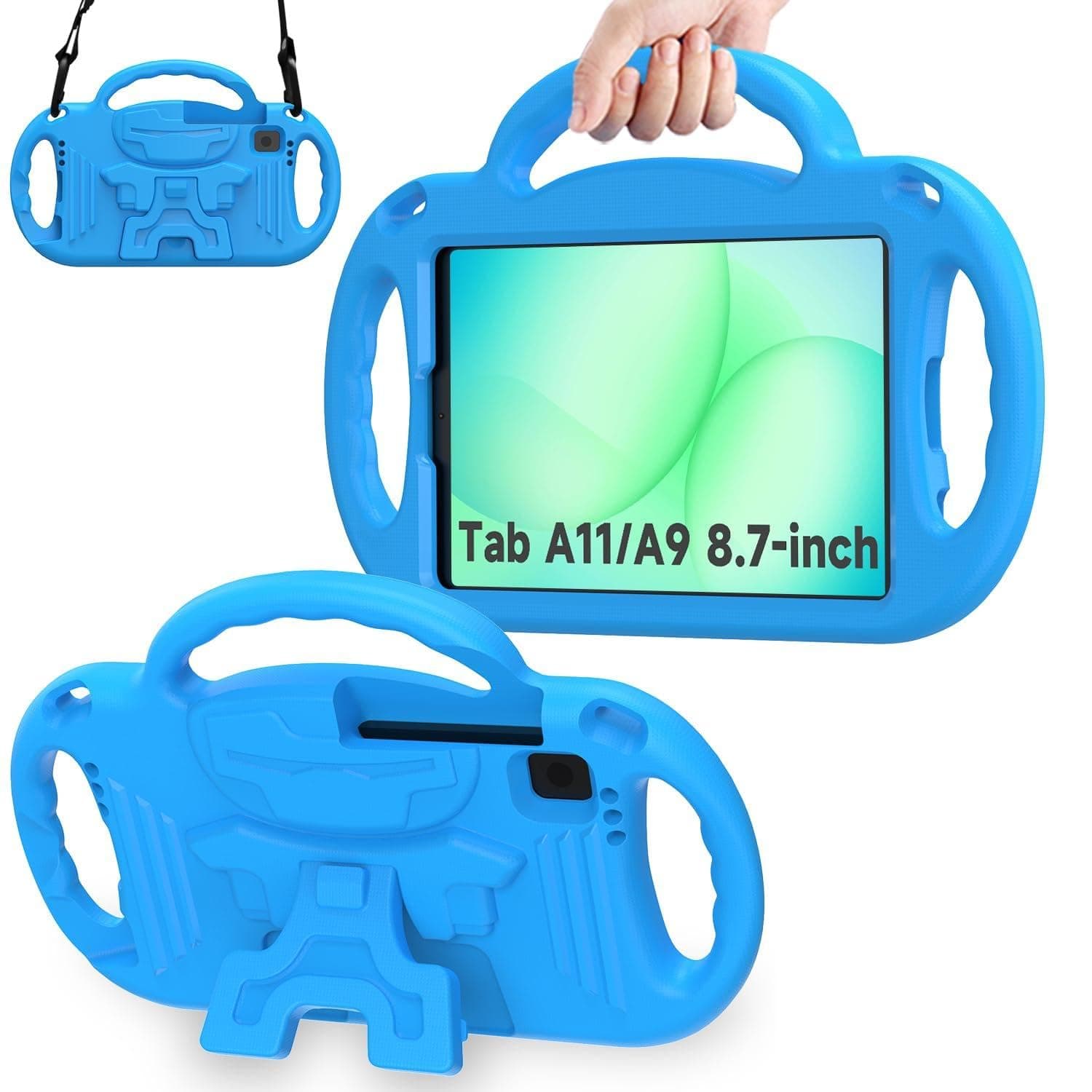 AVAWO Kids Case for Samsung Galaxy Tab A11 8.7 Inch 2026/A9 8.7“ 2023, with Strap, Shockproof Lightweight Handle Stand 2026 (SM-X130/X133/X135)/2023(SM-X110/X115/X117), Blue
