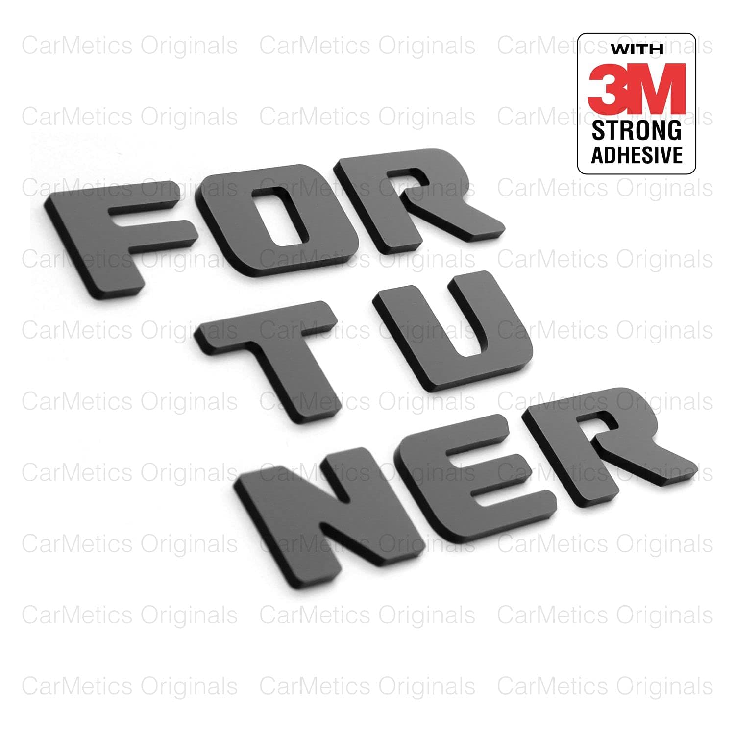 CarMetics FORTUNER 3D Letters (3D Sticker 3D Logo 3D Emblem for car Bonnet Accessories) - Glossy Black - Set of 1 - with Strong 3M Adhesive