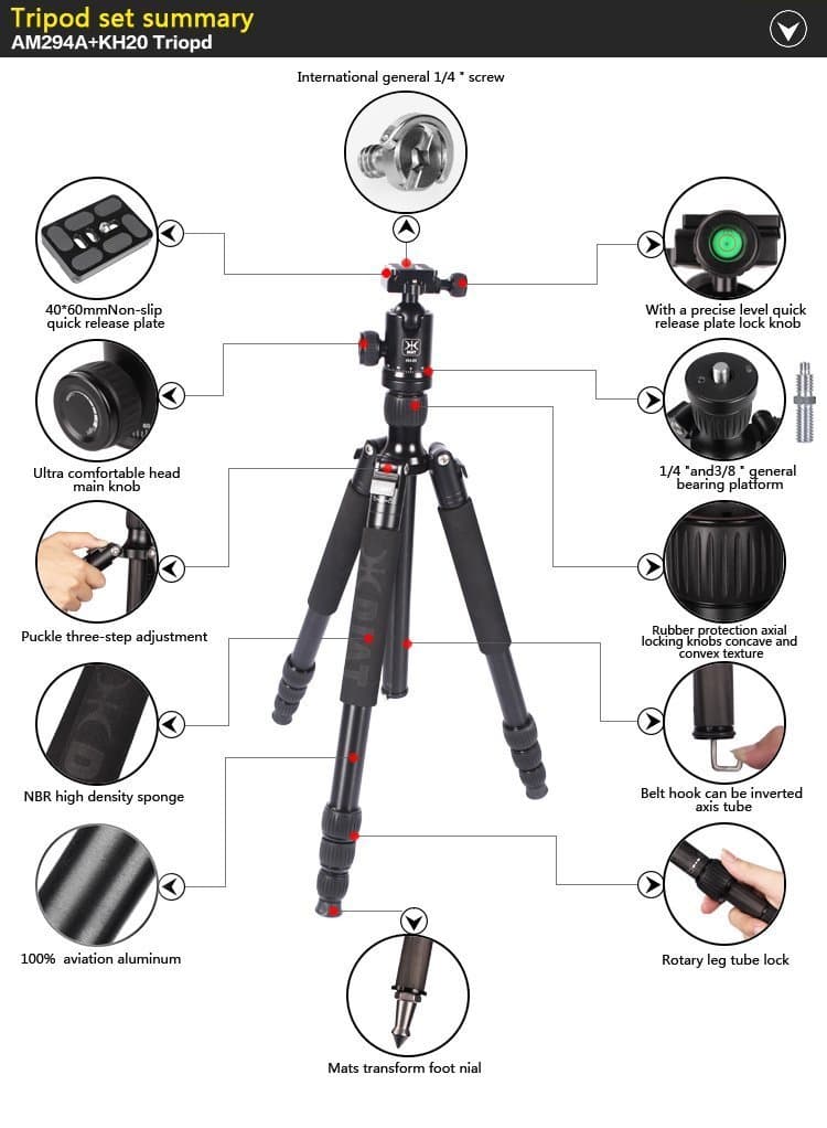 PROAIM DIAT 64" Tripod Stand n Monopod with Ball Head Stative for Film Video Camera (AM294A-KH20)