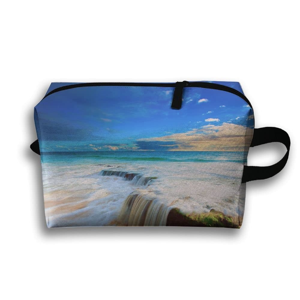 Sea Sky Clouds Beach Travel Makeup Bag Carry 3D Printing Girl's Multifunction Case