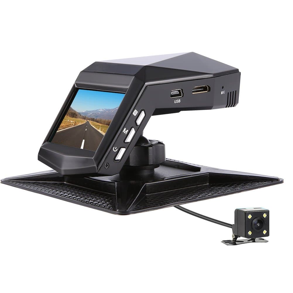 Car Camera Front and Rear, Full HD 1296P Dual View Dash Cam 140°Wide Angle Dashboard Camera with Front IR Night Vision, WDR, Motion Detection, Parking Monitor, G-Sensor, Loop Recording