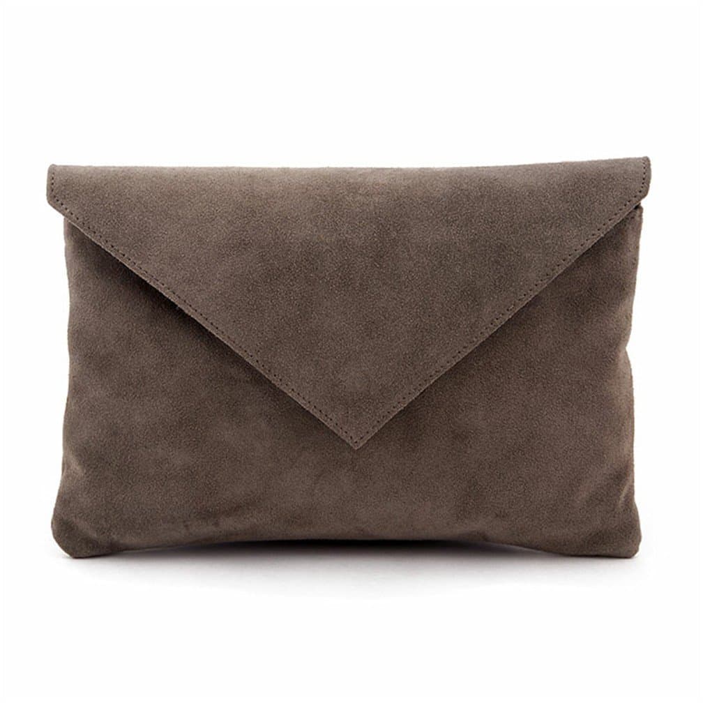 Anna Cecere - Borsa clutch, Margot Grigia, in pelle scamosciata, made in Italy - ACTB1922CAMGRIGIO