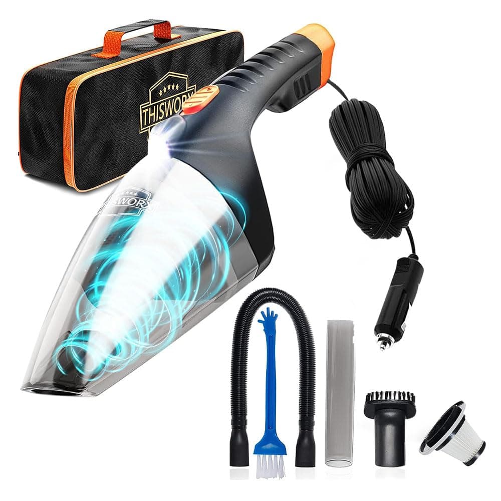 ThisWorx for Car Corded Handheld Vacuum Cleaner - 110W 12V, for Men Women (Black)
