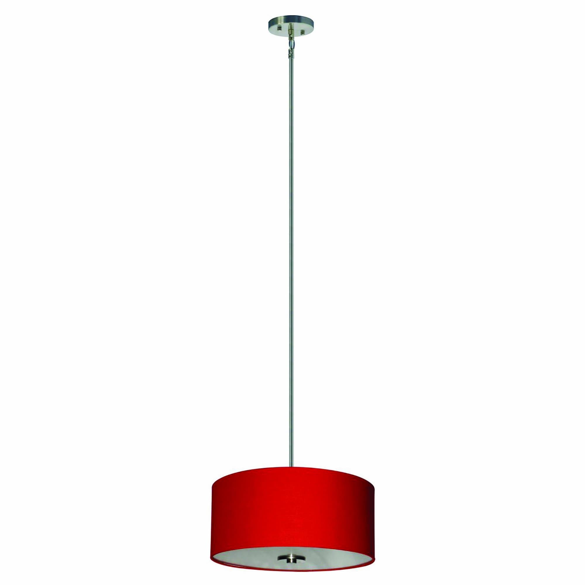 Yosemite Home Decor SH1607-3P-CPRSS Lyell Forks Family 3-Light Satin Steel Pendant with Chili Pepper Red Drum Shade, Red