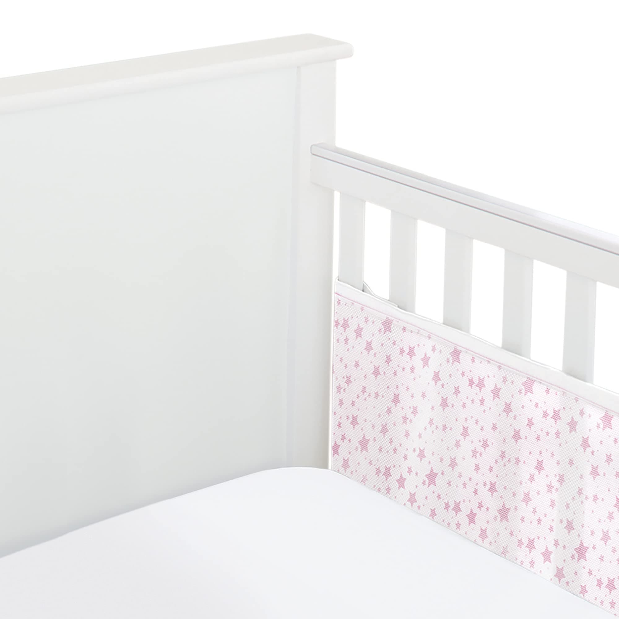 BreathableBaby Breathable Mesh Liner For Cot Beds — Covers 2 Sides — Classic — 3 mm — Twinkle Pink — 2 Panels — Non-Padded Single Layer — Safer Than a Crib Bumper — UK/EU Safety Tested