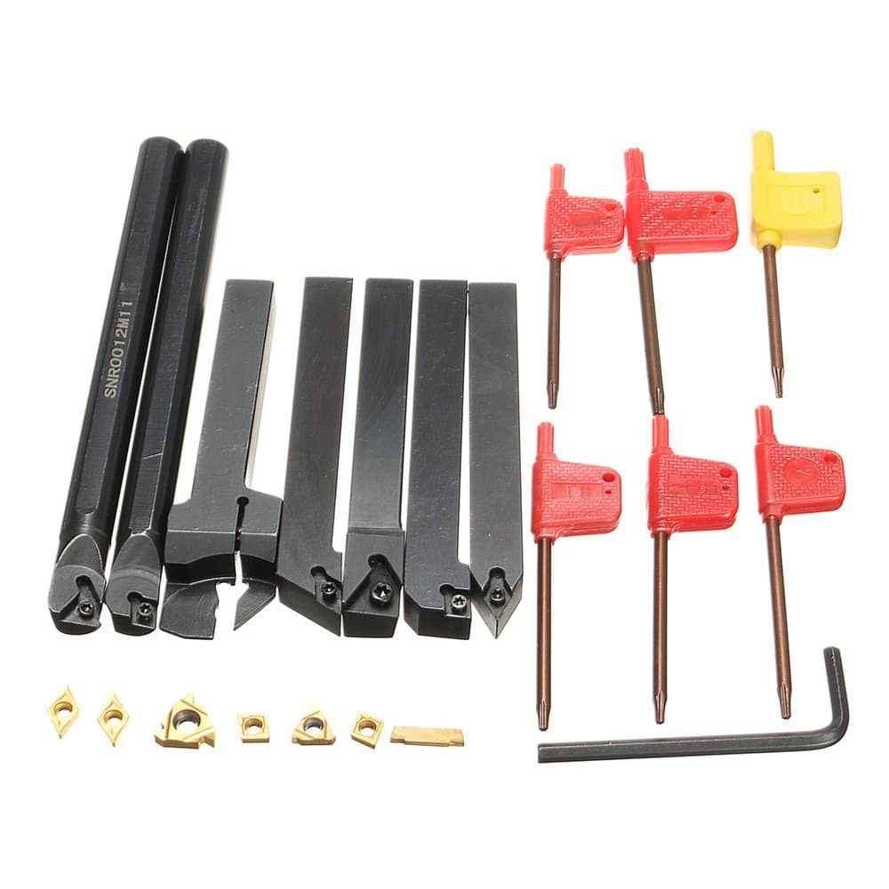 Ologymart Turning Tool Holders,7pcs 12mm Shank Lathe Boring Bar Turning Tool Holder Set with Carbide Inserts