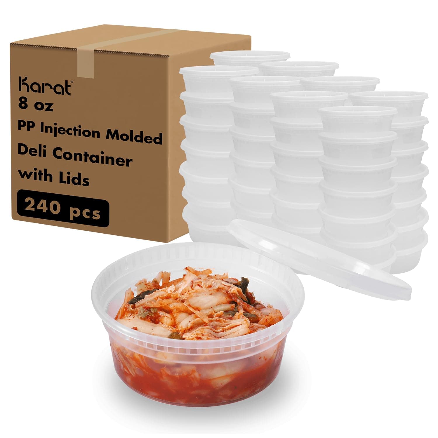 Karat [8oz - 240 ct] Clear PP Injection Molded Round Deli Containers with Lids (FP-IMDC8-PP)