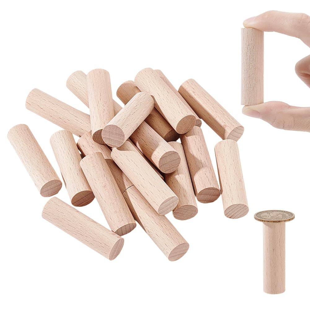 NBEADS 20 Pcs Wooden Craft Blocks - 2"x0.6" Unfinished Beech Wood Round Sticks for DIY Crafts, Painting, Home and Garden Decoration