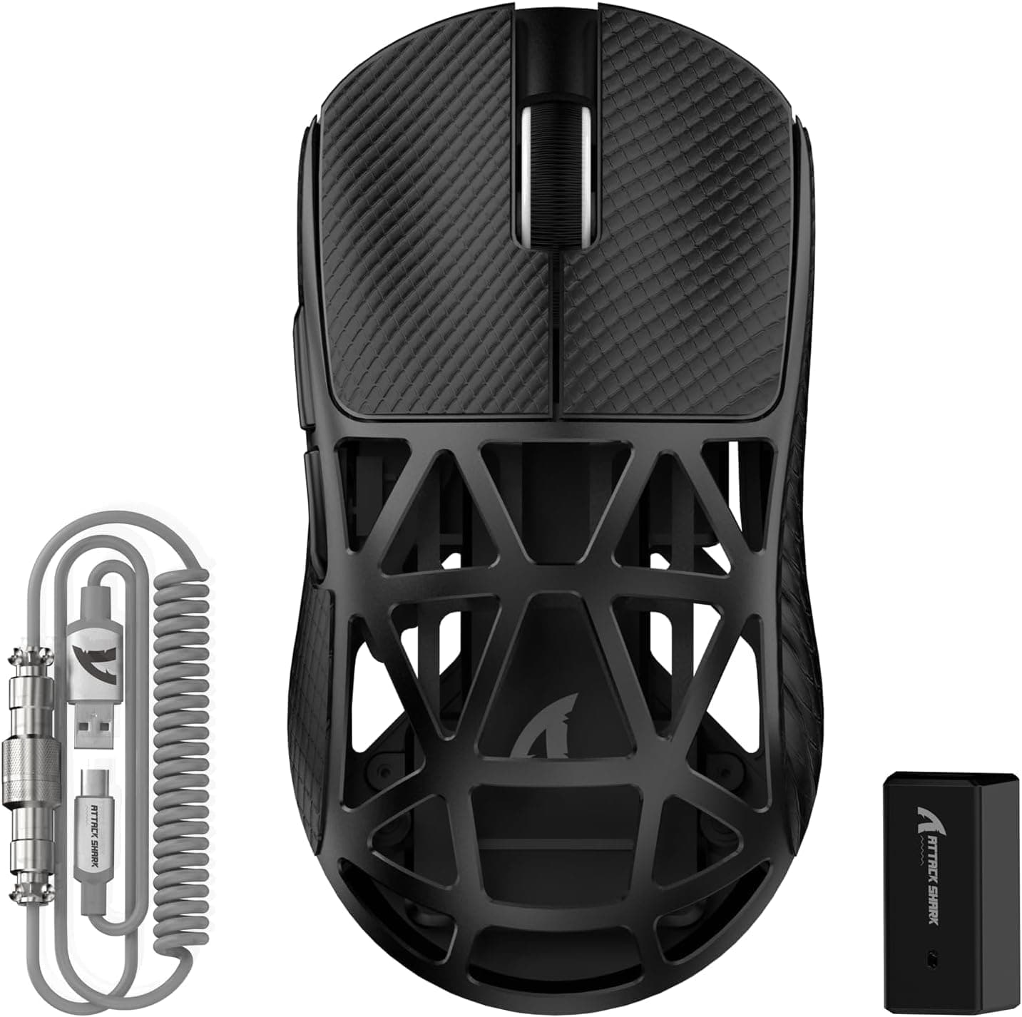 R2PRO 45g Superlight Magnesium Alloy Mouse, PixArt PAW3950 Sensor, 42000DPI, 8000Hz Wireless Polling Rate, 2.4G/BT/Wired Gaming Mouse, Programmable Mice with Coiled Cable, PC/Mac, Black