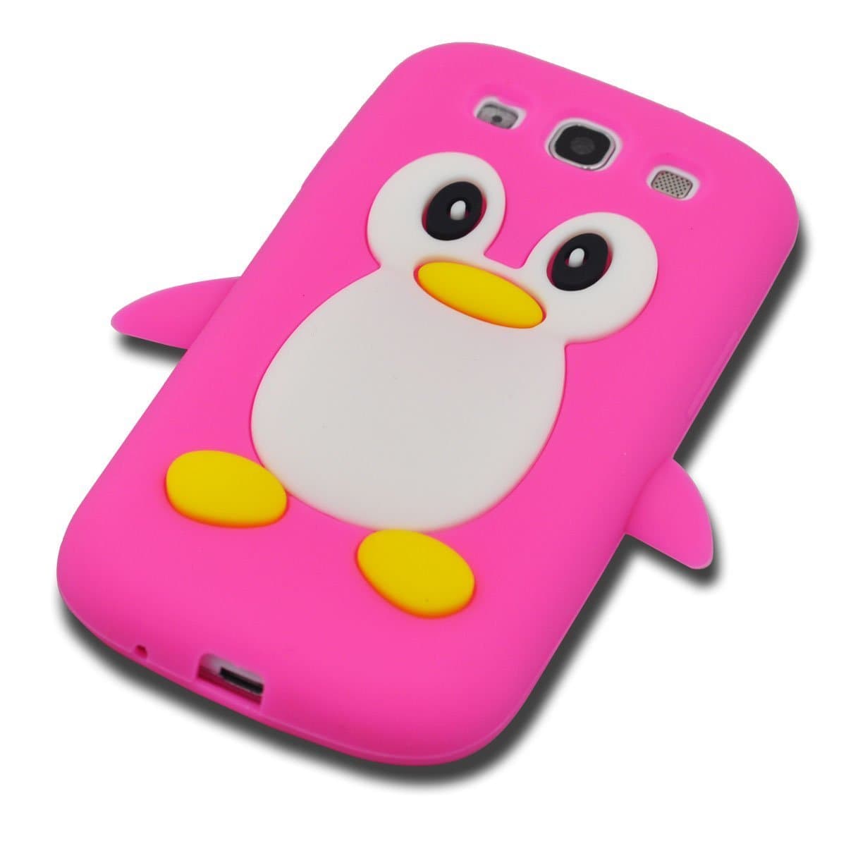 W-RainBow 3D Cartoon Lively And Lovely Penguin Silicon Soft Silicone Case for Samsung Galaxy S3 SIII I9300(Hot Pink)