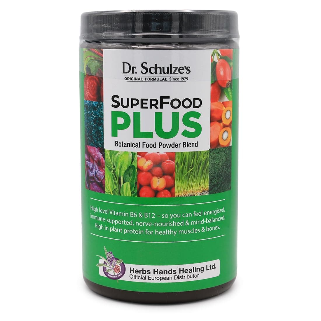 Dr. Schulze's Original Superfood Plus 400g - Vegan, Green, Phytonutritional Smoothy Powder - High Levels of B6, B12 and Protein